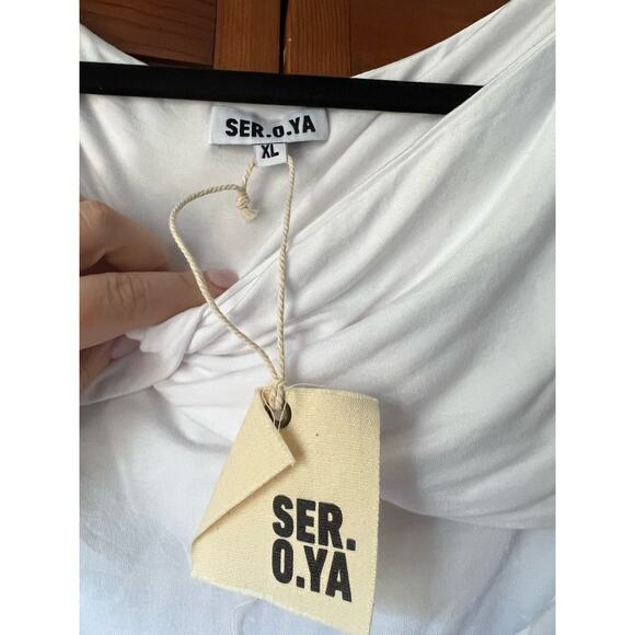 NWT Revolve SER.O.YA Women's Artemis Twist Neck Cutout Blouse Top White Size XL - Picture 11 of 11